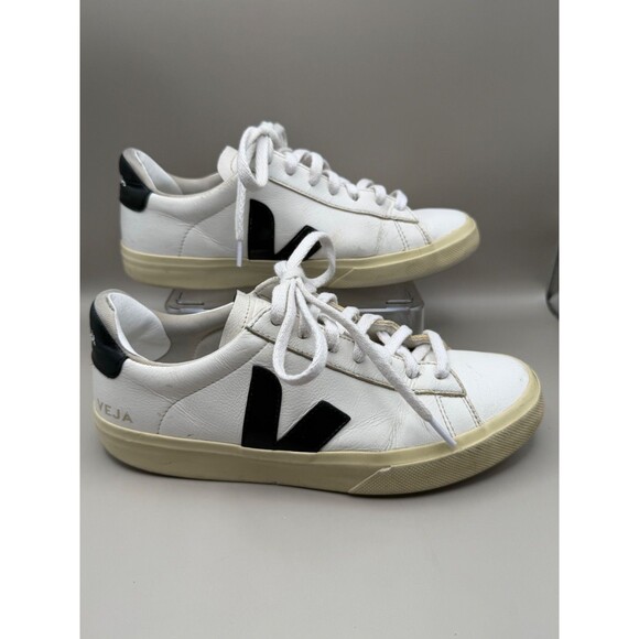 VEJA Campo Womens Leather White Black W Lace Up Low Top Casual Sneakers Size 9 - Picture 3 of 8
